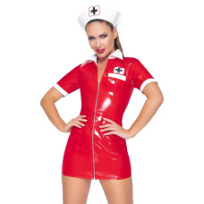 Костюм медсестри червоний вініловий Black Level Vinyl Nurse 2 предмети, XL