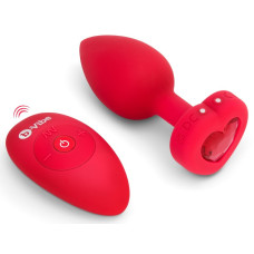 Анальна пробка з вібрацією та пультом керування B-Vibe Vibrating Heart Plug червона, M/L