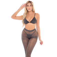 Комплект: топ, лосини та стрінги Pink Lipstick Tall Order 3-Piece Legging Set з люрексом
