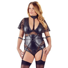 Боді з блискавкою на промежині Cottelli Body Bondage в стилі БДСМ, чорне, 2XL