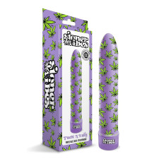 Вібратор нереалістичний із принтом Stoner Vibes Global Novelties, фіолетовий, 20.3 х 3.8 см