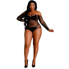 Боді Moonlight Lingerie 09 напівпрозоре, чорне, Plus Size