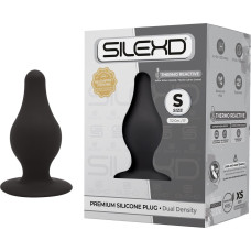 Анальна пробка термореактивна Silexd Plug Model 2 конічної форми, чорна, S