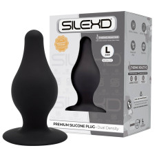Анальна пробка термореактивна Silexd Plug Model 2 конічної форми, чорна, L