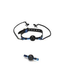 Кляп з зажимами для сосків WHIPSMART DIAMOND BLUE
