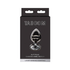 Анальна металева пробка M із чорним каменем Butt Plug With Diamond Jewel Taboom