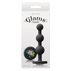 Анальна пробка з кристалом GLAMS RIPPLE RAINBOW Gem BLACK
