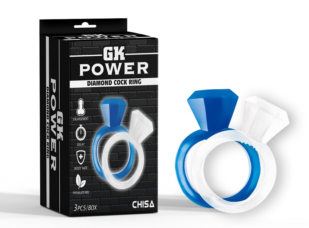 Набір ерекційних кілець Chisa GK Power Diamond Cock Ring у вигляді кілець з діамантами, 2 шт.