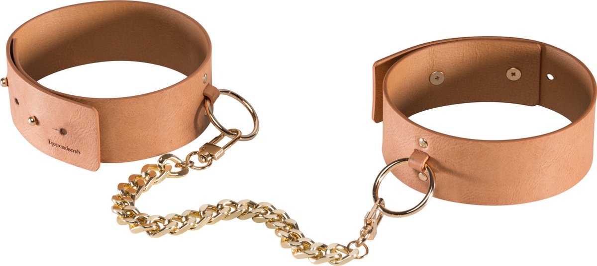 Наручники Bijoux Indiscrets MAZE - Wide Cuffs Brown, екошкіра, стильні браслети