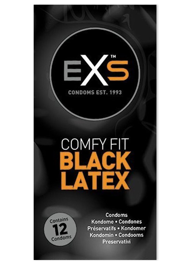 Презервативы черного цвета латексные Exs BLACK Latex веганские (цена за упаковку, 12 шт.)