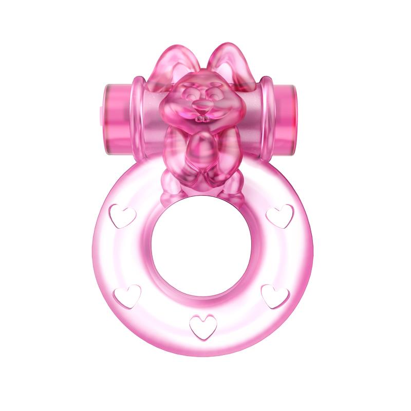 Кільце ерекційне з вібрацією Baile bunny, рожеве, 1.5 см