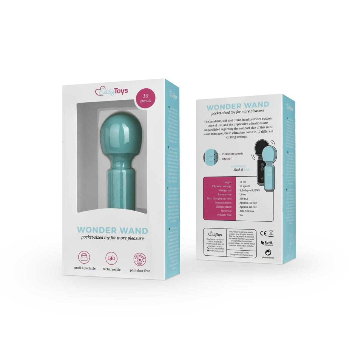 Вібратор для клітора EasyToys, силіконовий, бірюзовий, 12 х 4 см