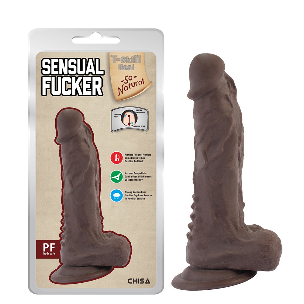 Фаллоимитатор с мошонкой на присоске Chisa T-skin ReaL Sensual Fucker, коричневый
