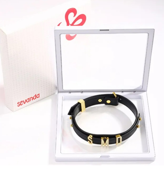 Нашийник з написом SMD, шкіра Lockink