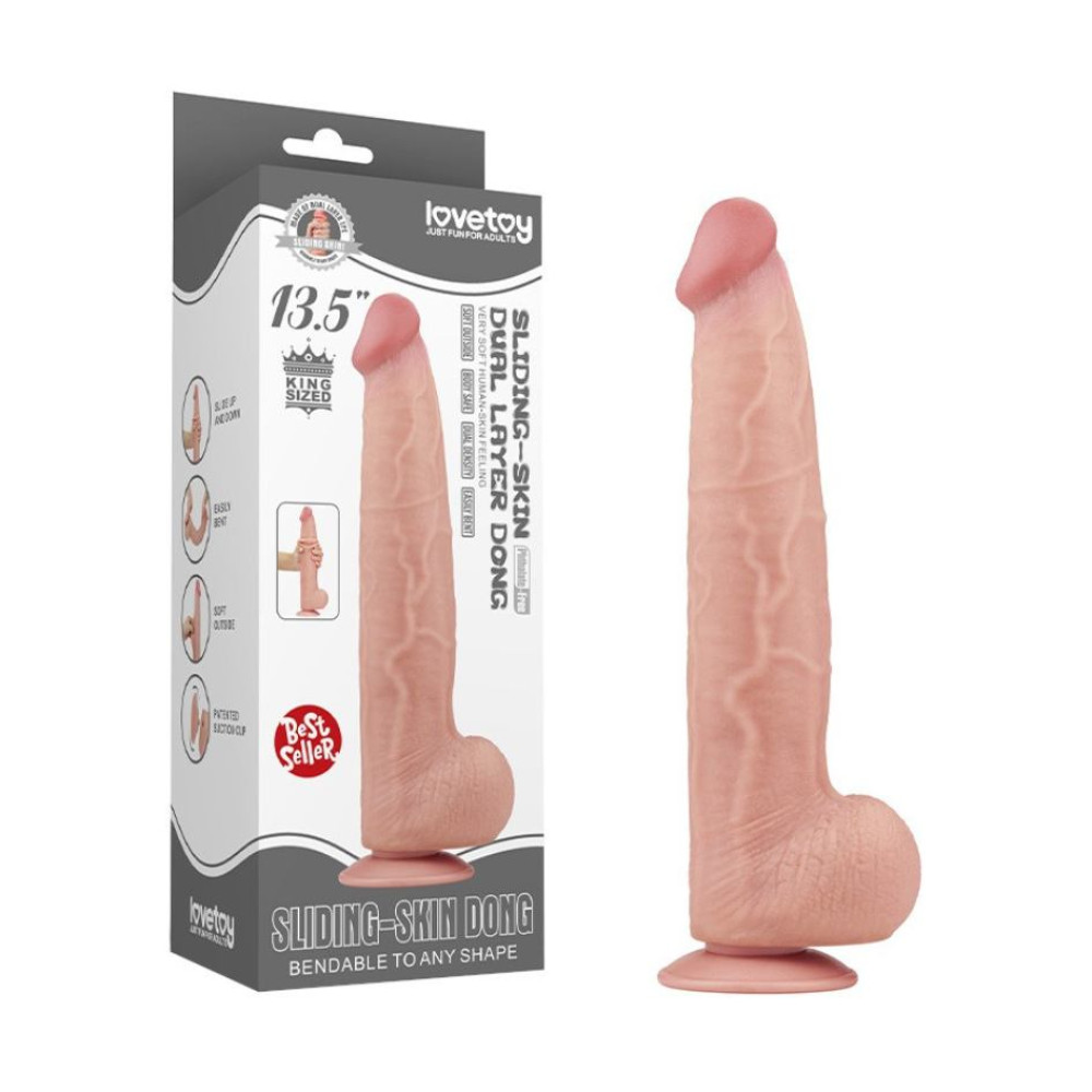 Фалоімітатор реалістичний гігант Lovetoy, бежевий, 34 × 6,2 см