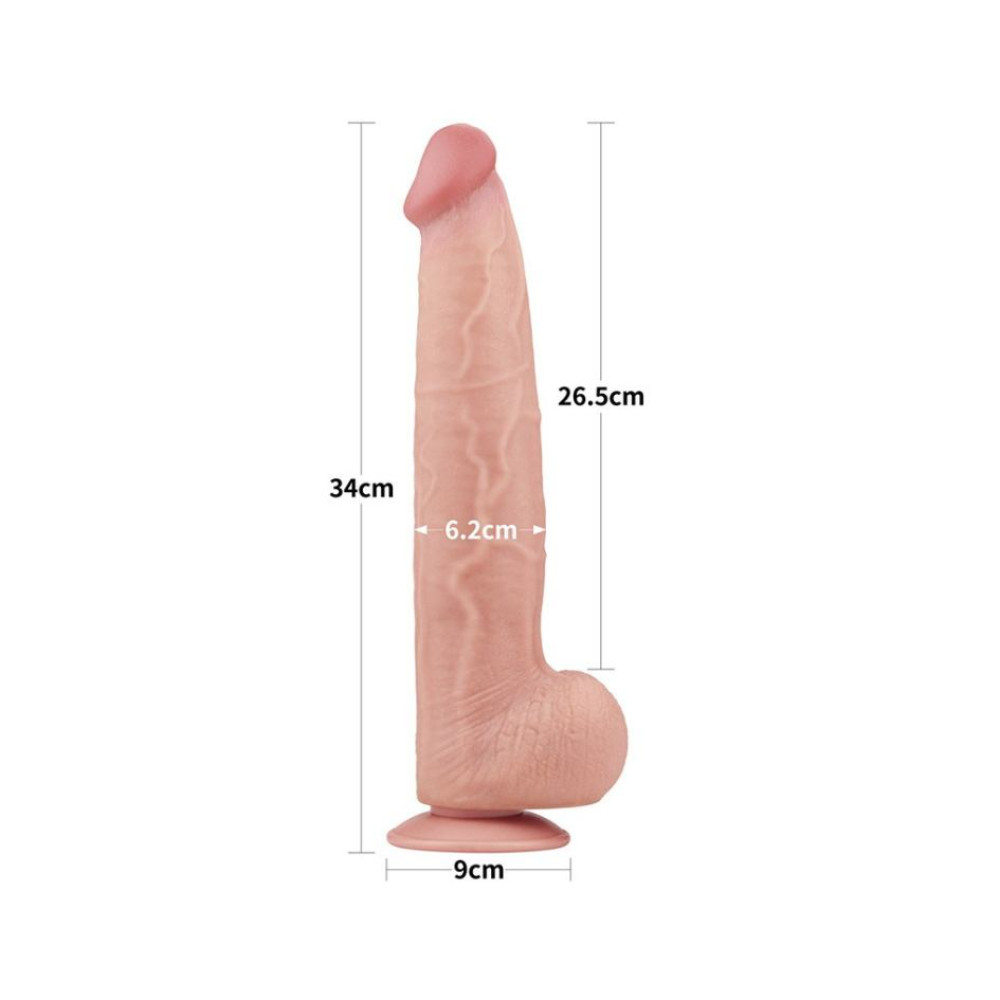 Фалоімітатор реалістичний гігант Lovetoy, бежевий, 34 × 6,2 см