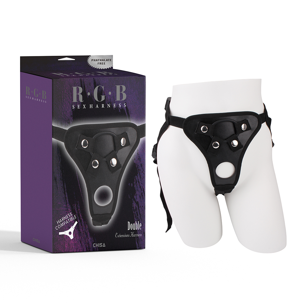 Трусики для страпона Chisa R.G.B Double Extensions Harness, черные