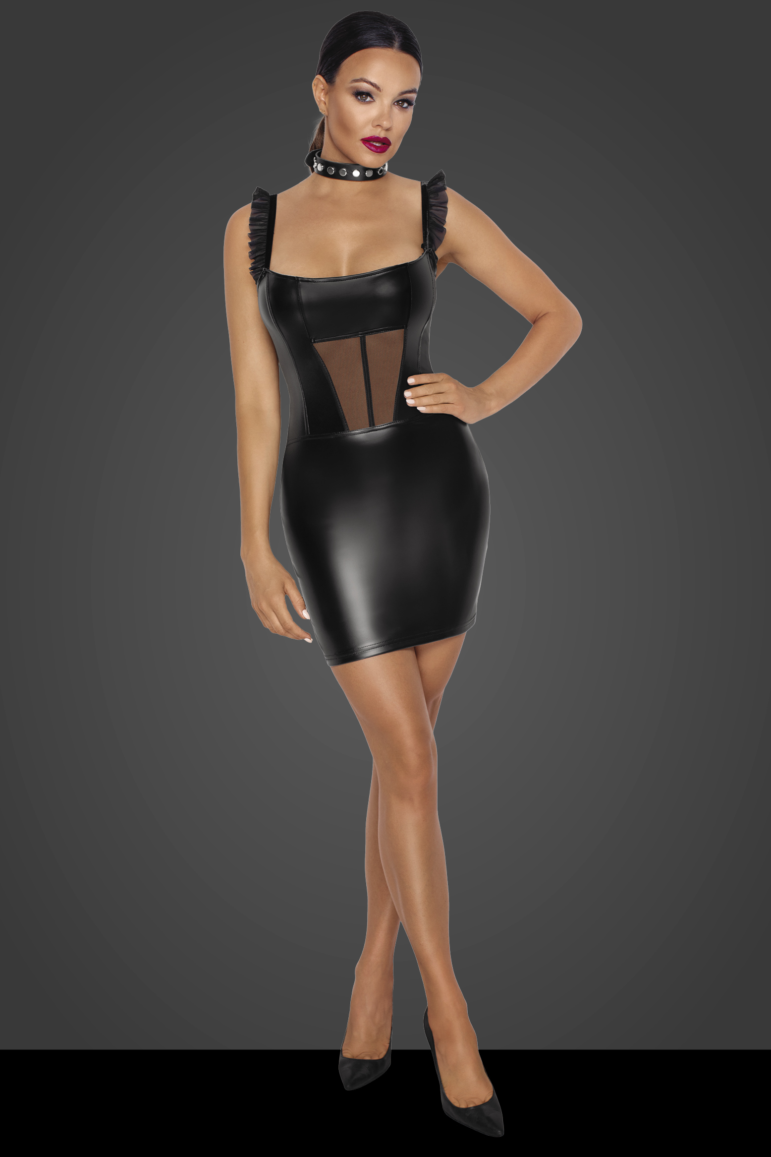 Платье Noir Handmade F257 Fucking Fabulous из Wetlook и прозрачного тюля, чёрное, M