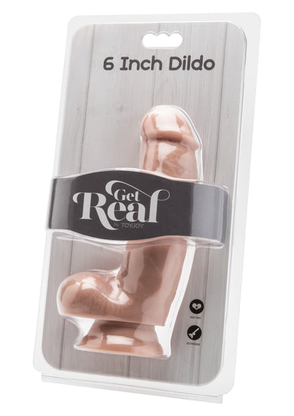 Реалистичный фаллоимитатор с мошонкой и присоской ToyJoy Get Real Dildo, бежевый, 15 × 4 см