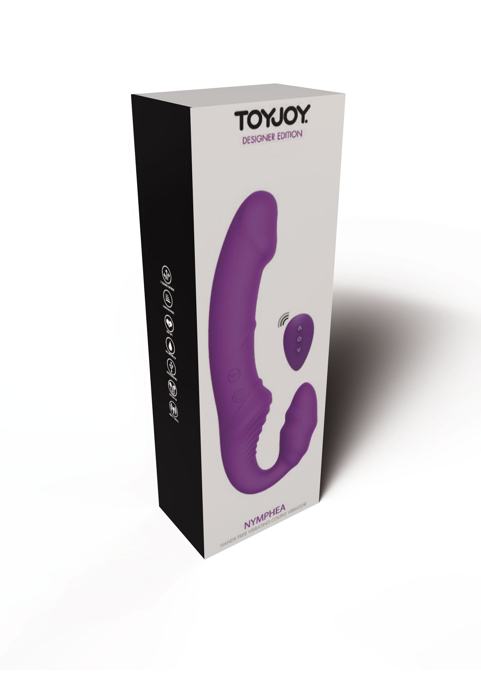 Безремневой страпон с вибрацией и пультом ToyJoy Nymphea, фиолетовый, 20 × 4 см