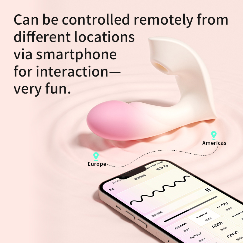 Вібратор Zemalia Youmi з фрикцією і вакуумним стимулятором для клітора + APP, градієнт рожевий
