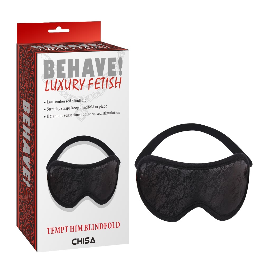 Маска на очі Chisa Behave!Luxury Fetish зі вставкою мережива, чорна