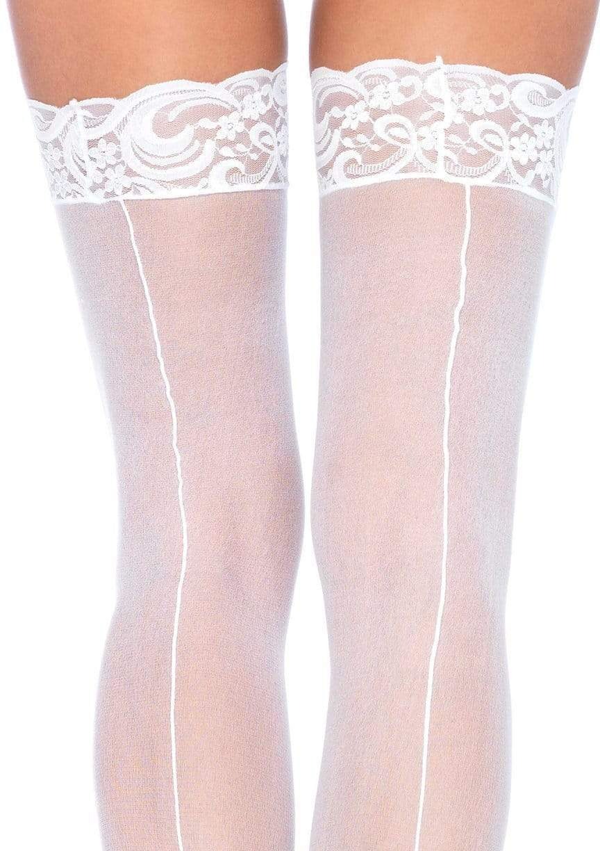 Прозрачные чулки Leg Avenue с задним швом, белый