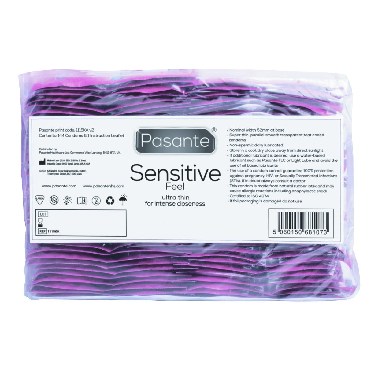 Презервативы ультратонкие Pasante Sensitive Feel латексные (цена за упаковку 144 шт.)