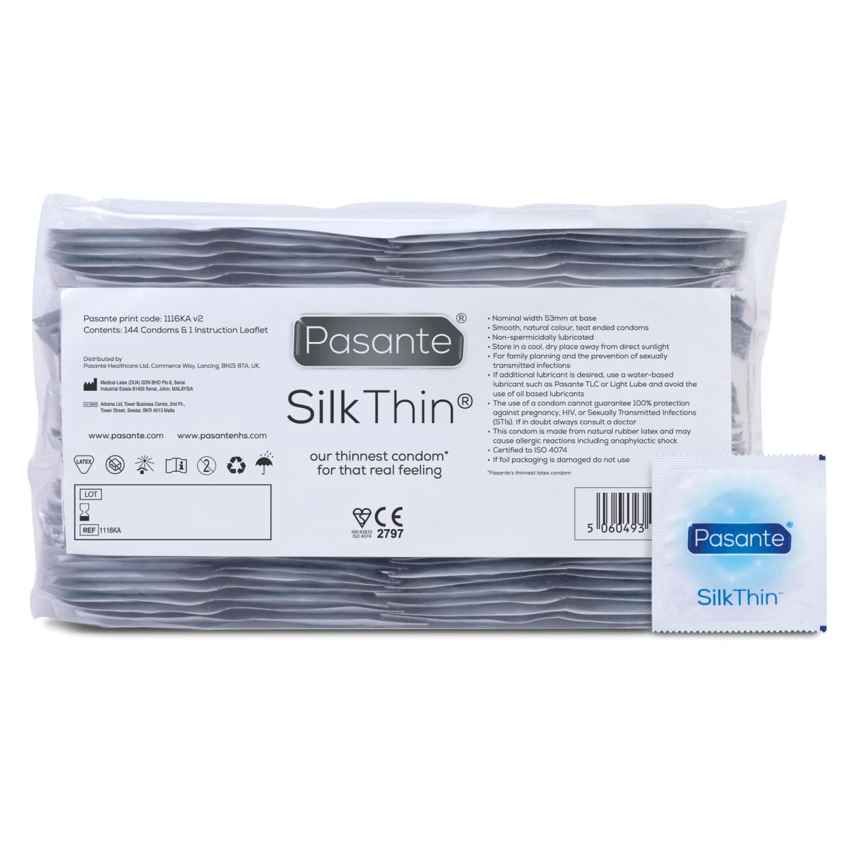 Презервативы ультратонкие Pasante Silk Thin латексные (цена за упаковку, 144 шт.)