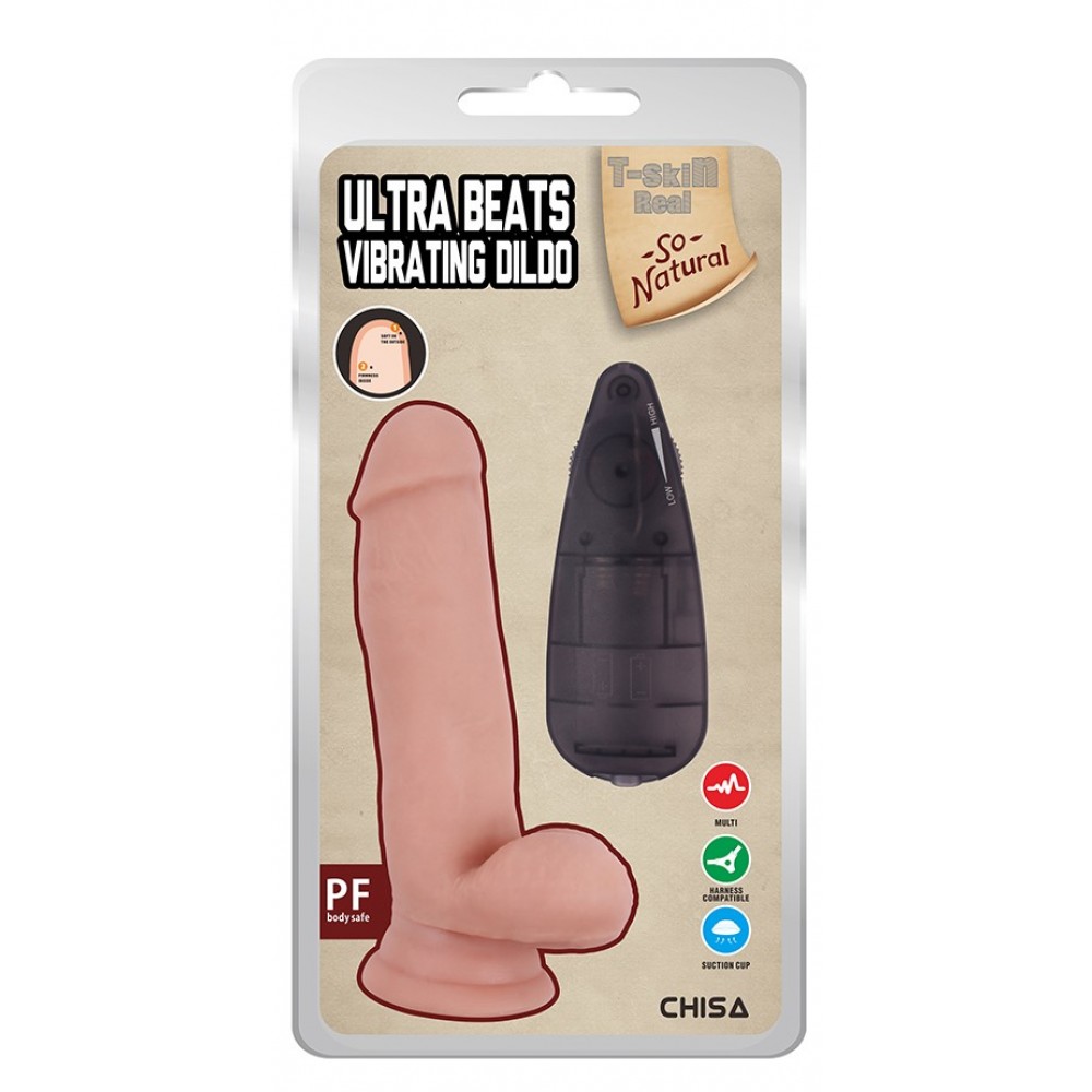 Вібратор реалістичний на присосці Chisa T-skin Real Ultra Beats Vibrating Dildo з пультом керування