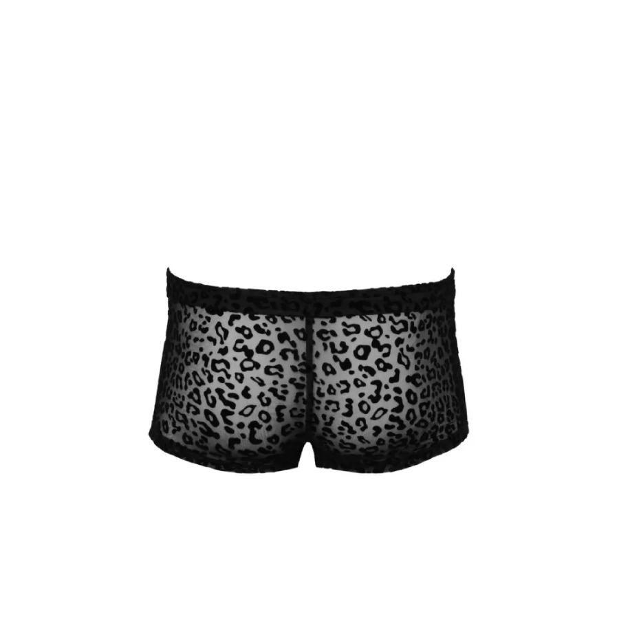 Чоловічі шорти Noir Handmade, розмір S, з прозорої еластичної сітки з леопардовим принтом, чорні
