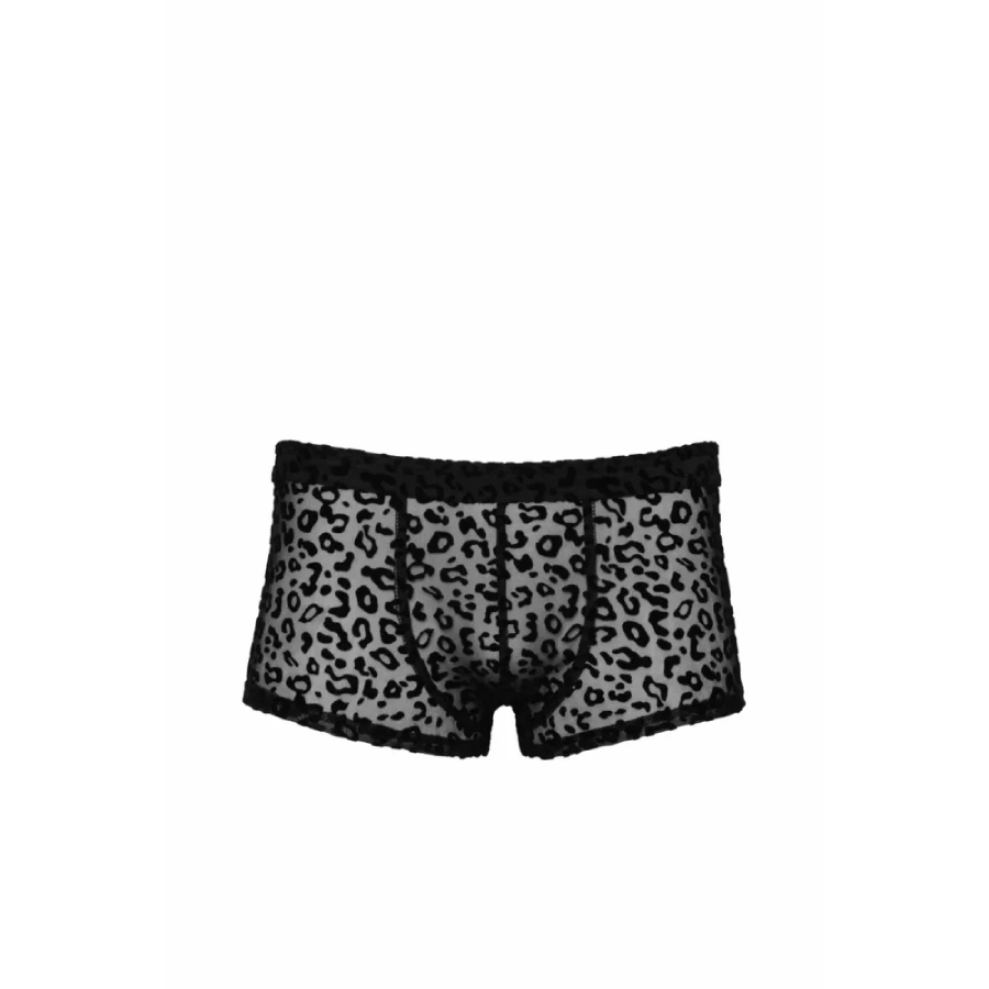 Чоловічі шорти Noir Handmade, розмір S, з прозорої еластичної сітки з леопардовим принтом, чорні
