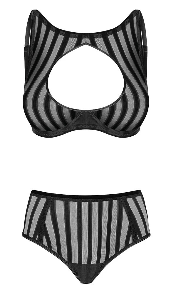 Комплект Noir Handmade бюстгальтер с высокой горловиной и трусики, черный, XL