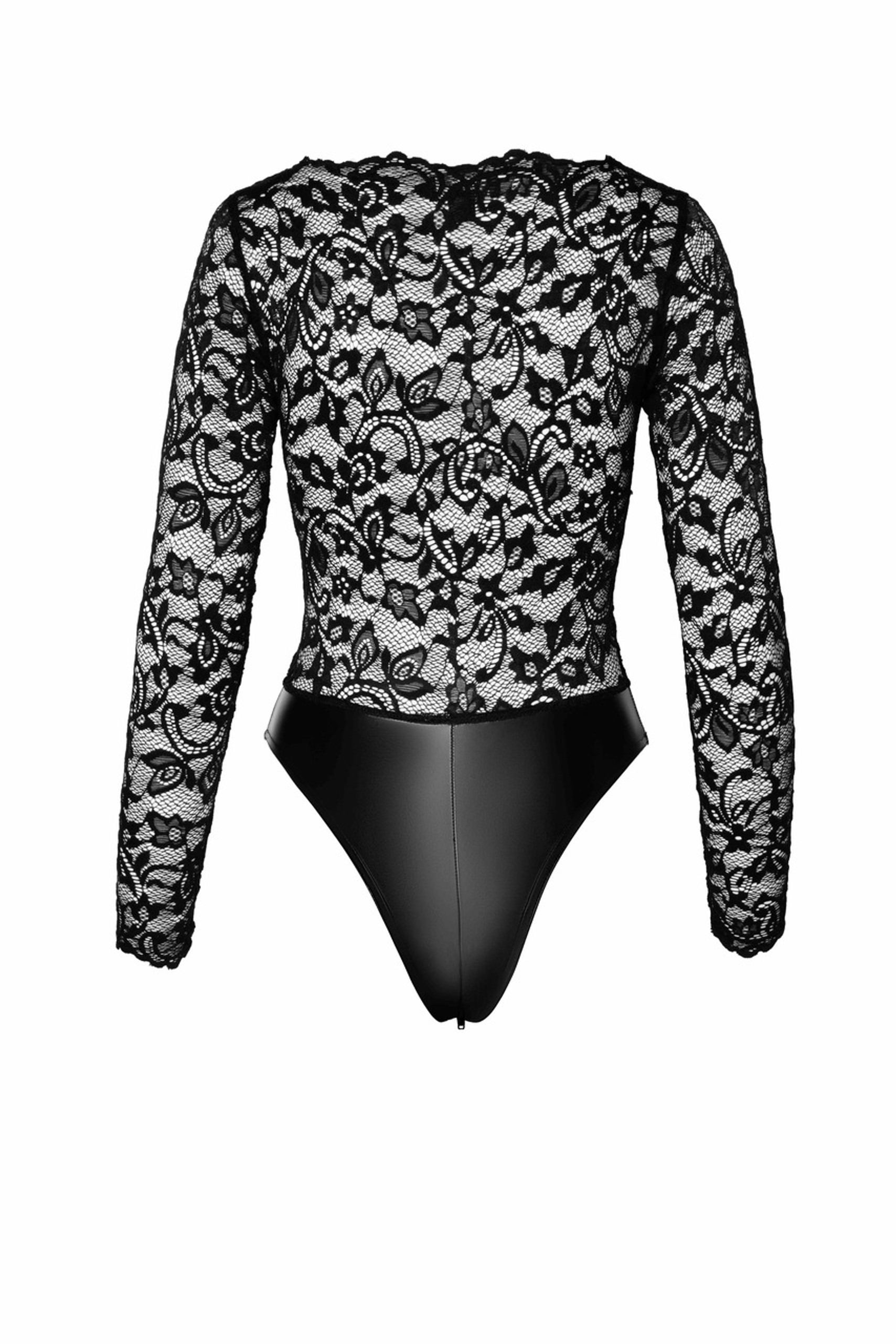 Боді з мереживом, F296 Noir Handmade Psyche з відкритим доступом, з блискавкою, чорне, розмір M