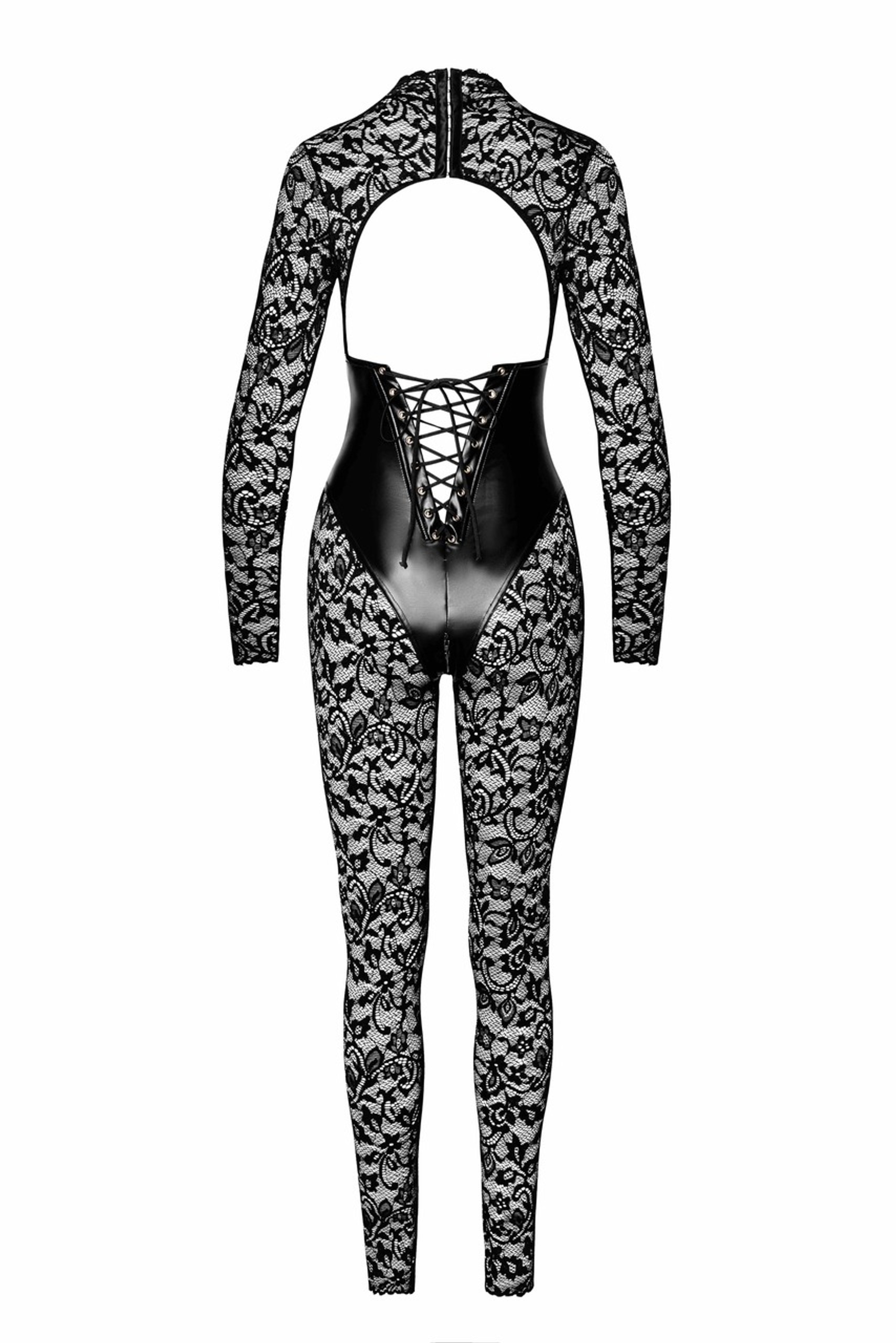 Комбінезон мереживний Noir Handmade Enigma F299 з блискавкою, чорний, розмір S
