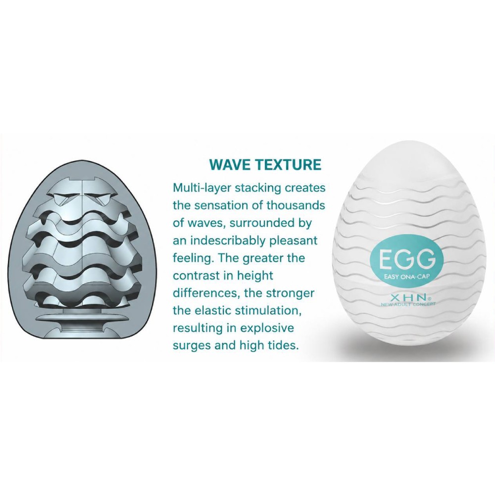 Мастурбатор-яйце з рельєфом XHN Egg Easy Ona-Cap, білий, 52 × 68 мм