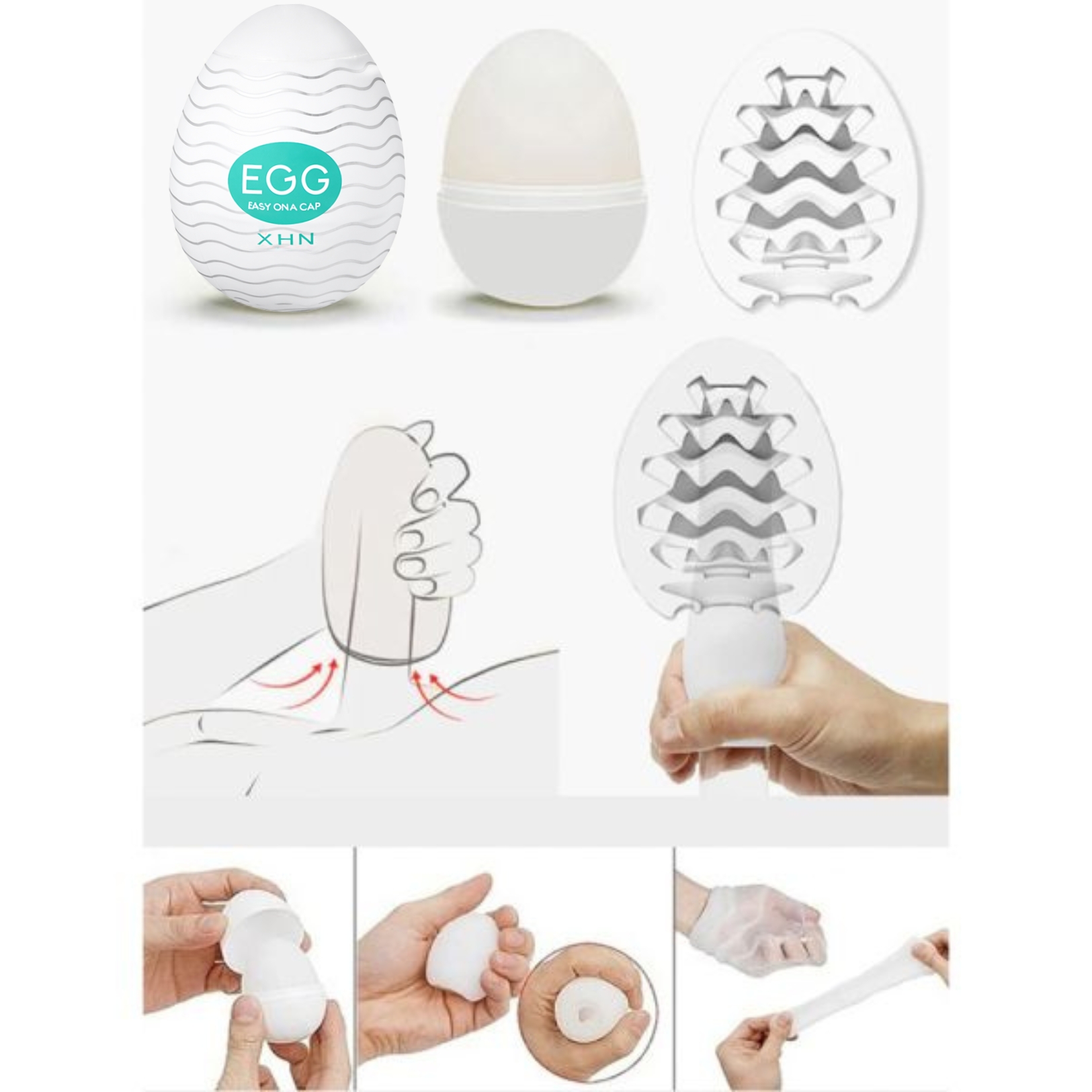 Мастурбатор-яйце з рельєфом XHN Egg Easy Ona-Cap, білий, 52 × 68 мм