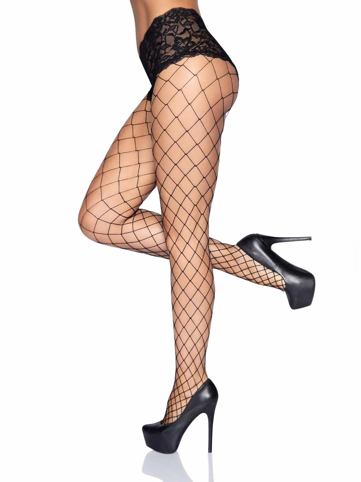Колготки в крупную сетку с кружевными шортиками Leg Avenue Fencenet Diamond Pantyhose, размер O/S