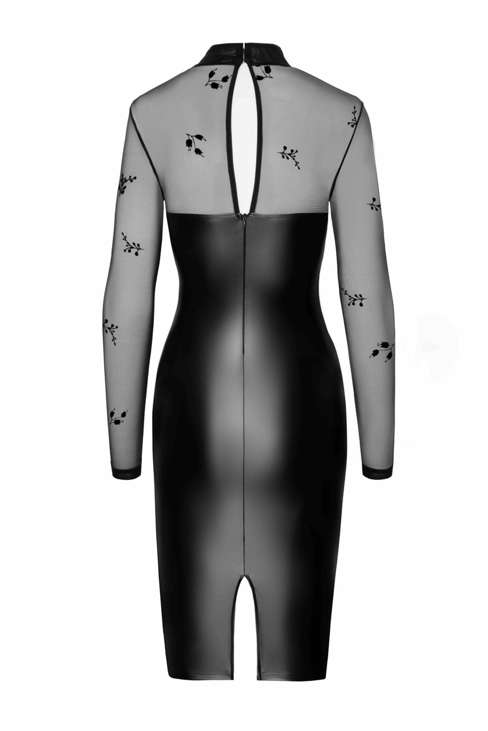 Сукня вінілова Noir Handmade Sublime F310 з напівпрозорим верхом, чорна, розмір М