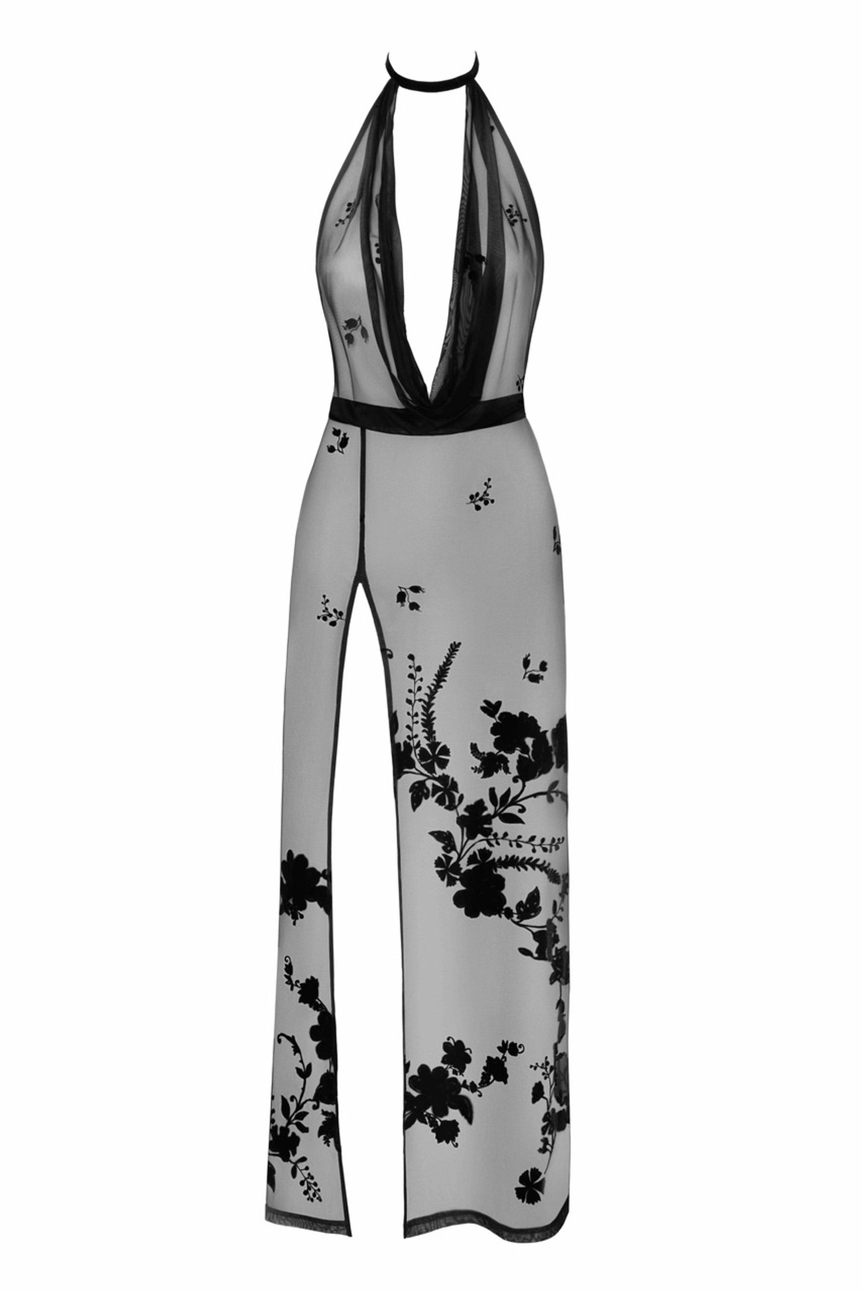 Сукня сексуальна довга Noir Handmade Divinity F312 з глибоким декольте, чорна, L