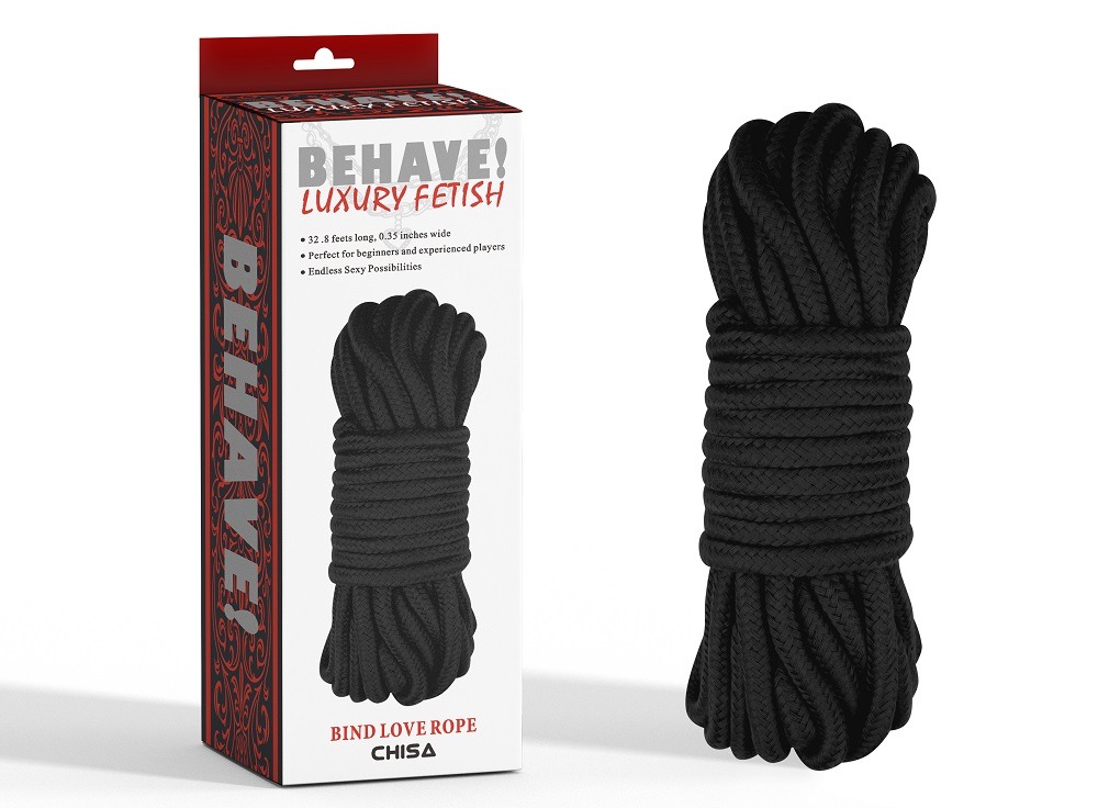 Мотузка для бондажу Chisa BEHAVE LUXURY FETISH з бавовни, чорна