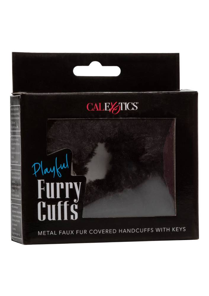 Наручники з хутром CalExotics, з ланцюгом, чорні