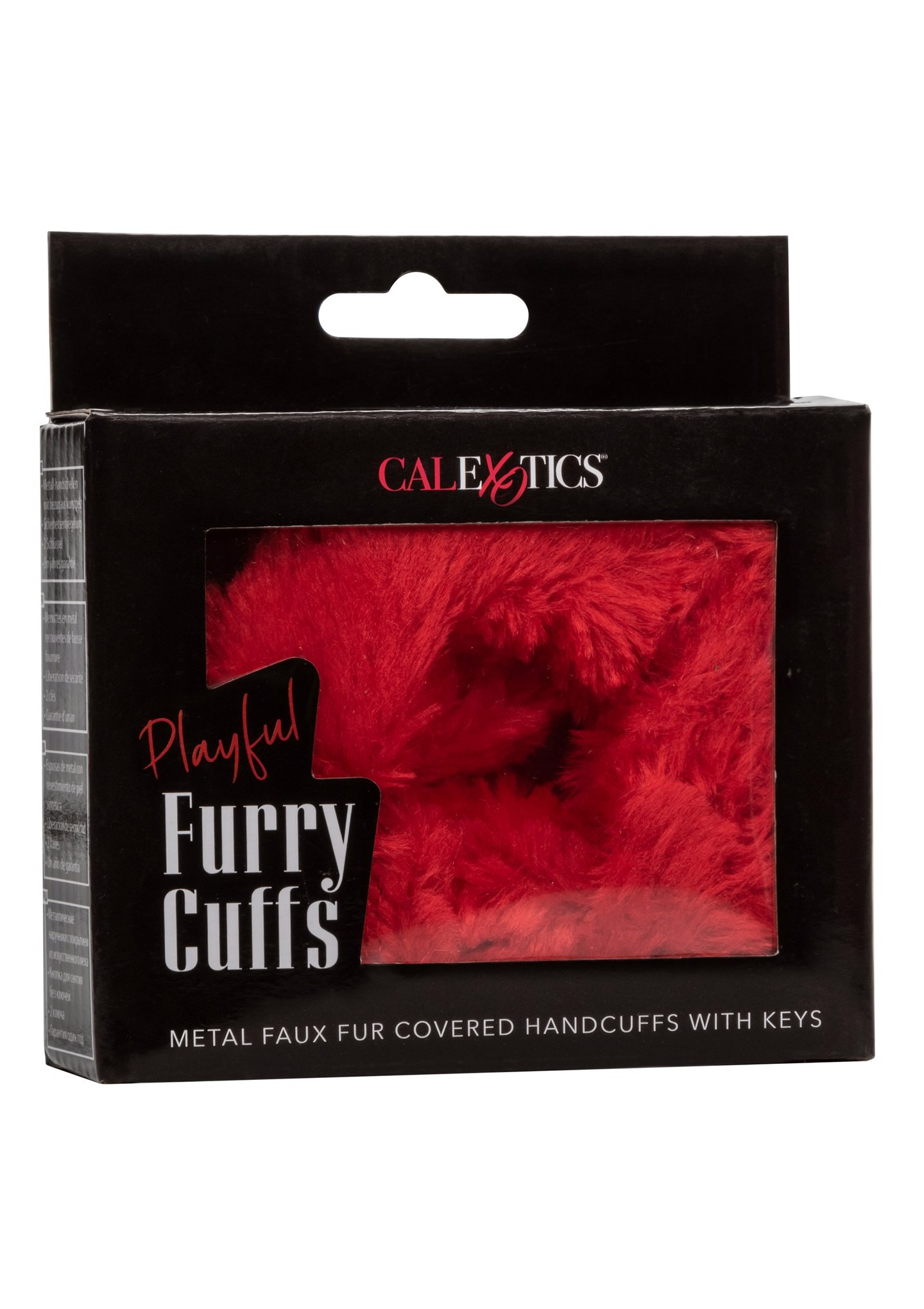 Наручники з хутром CalExotics з ланцюгом, червоні