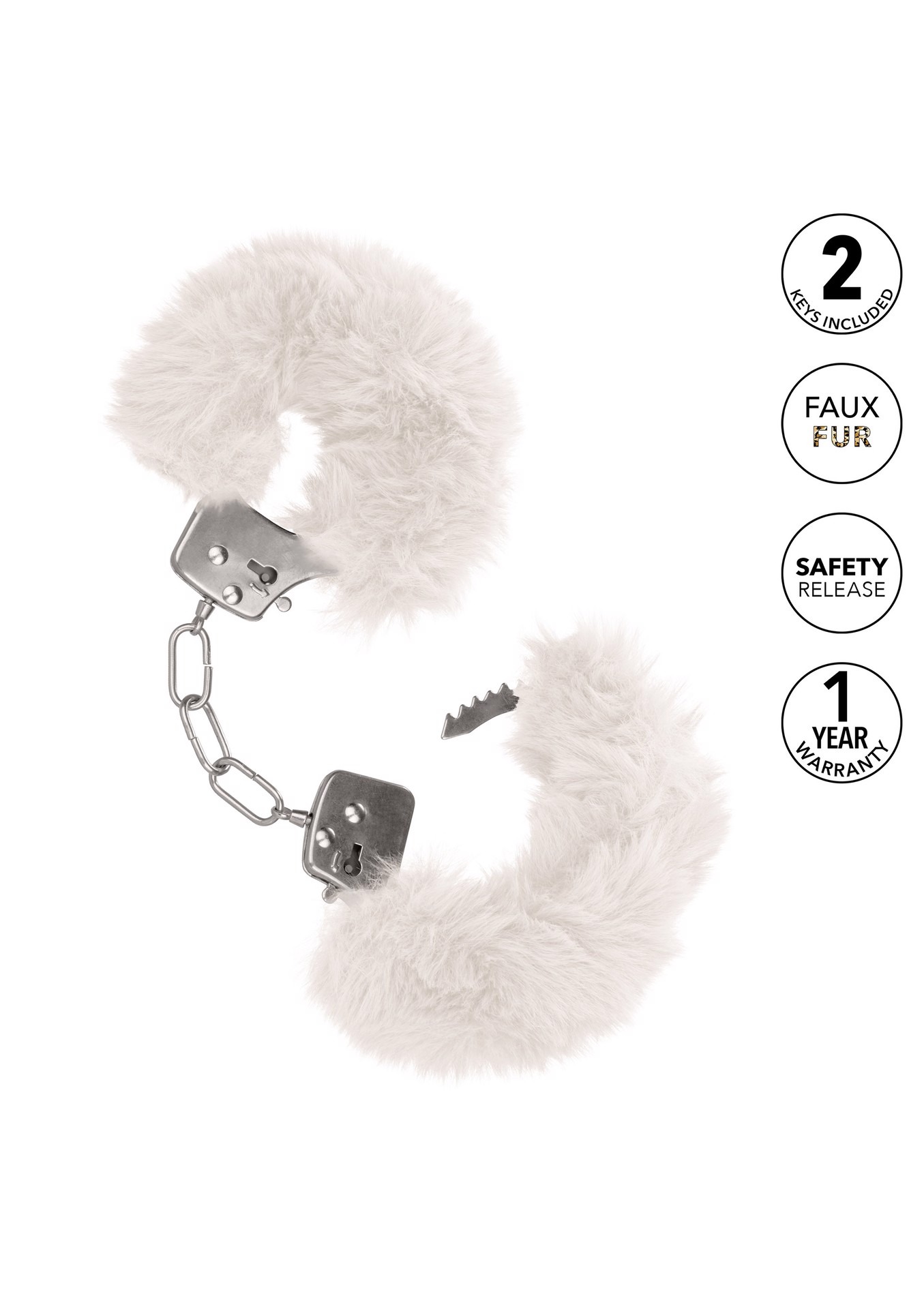 Наручники с мехом, металлические California Exotic Ultra Fluffy Furry Cuffs, белый