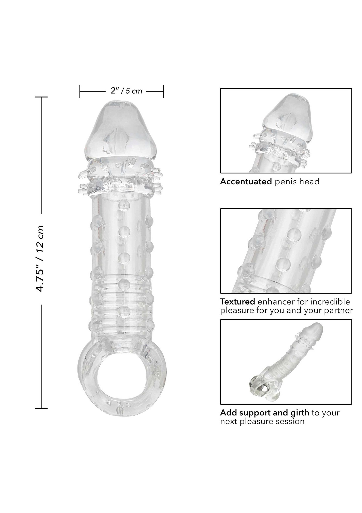Насадка на пеніс, що подовжує +5 см Ultimate Stud Extender рельєфна, 16 x 4.5 см