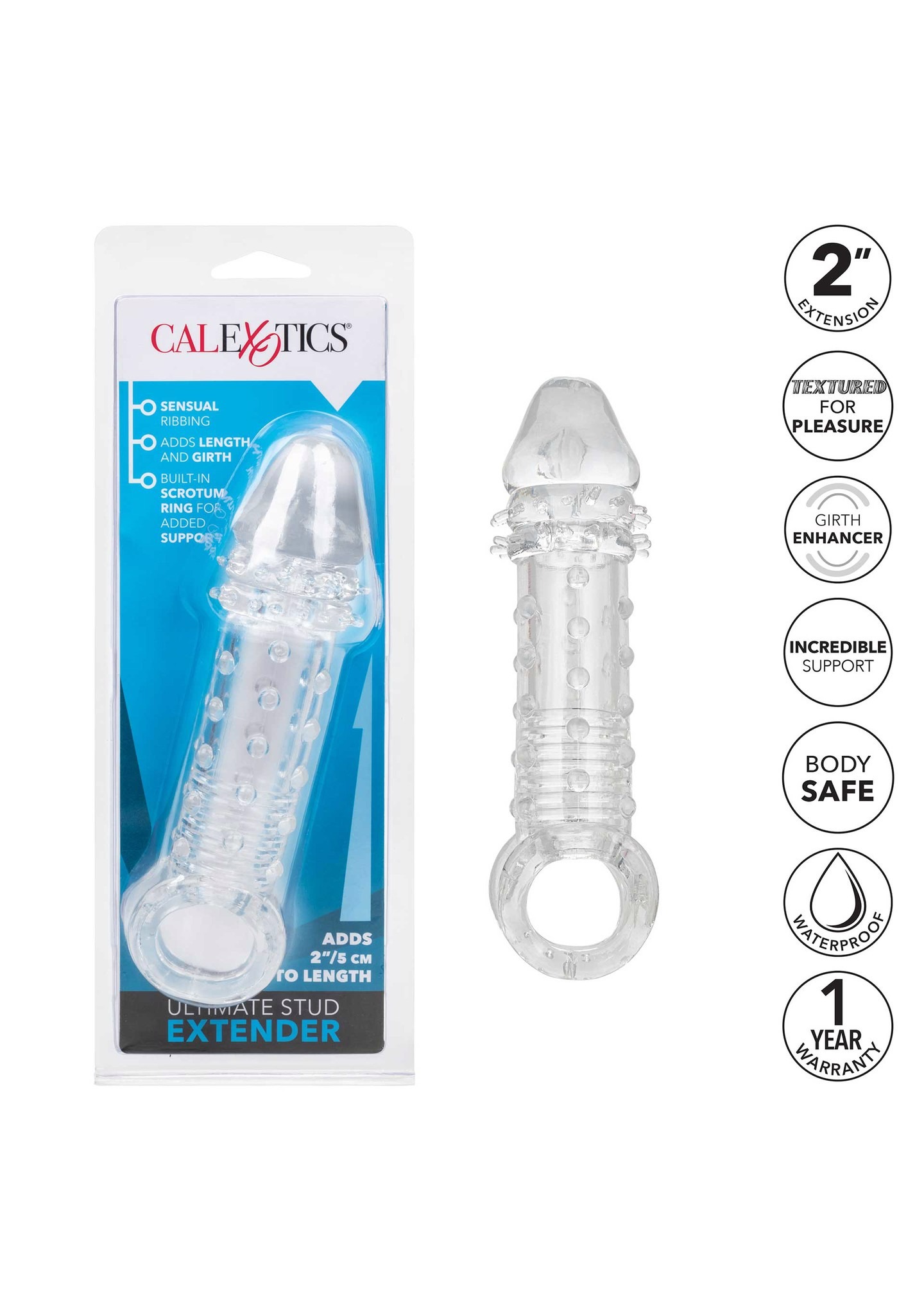 Насадка на пеніс, що подовжує +5 см Ultimate Stud Extender рельєфна, 16 x 4.5 см
