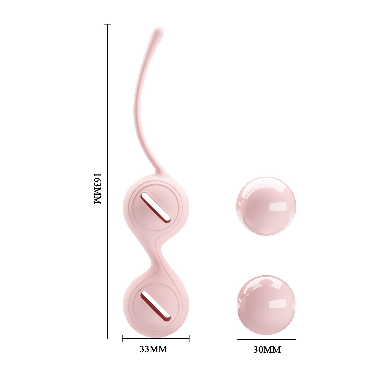 Вагінальні кульки Pretty Love Kegel Tighten, рожеві, 16,3 × 3,3 см