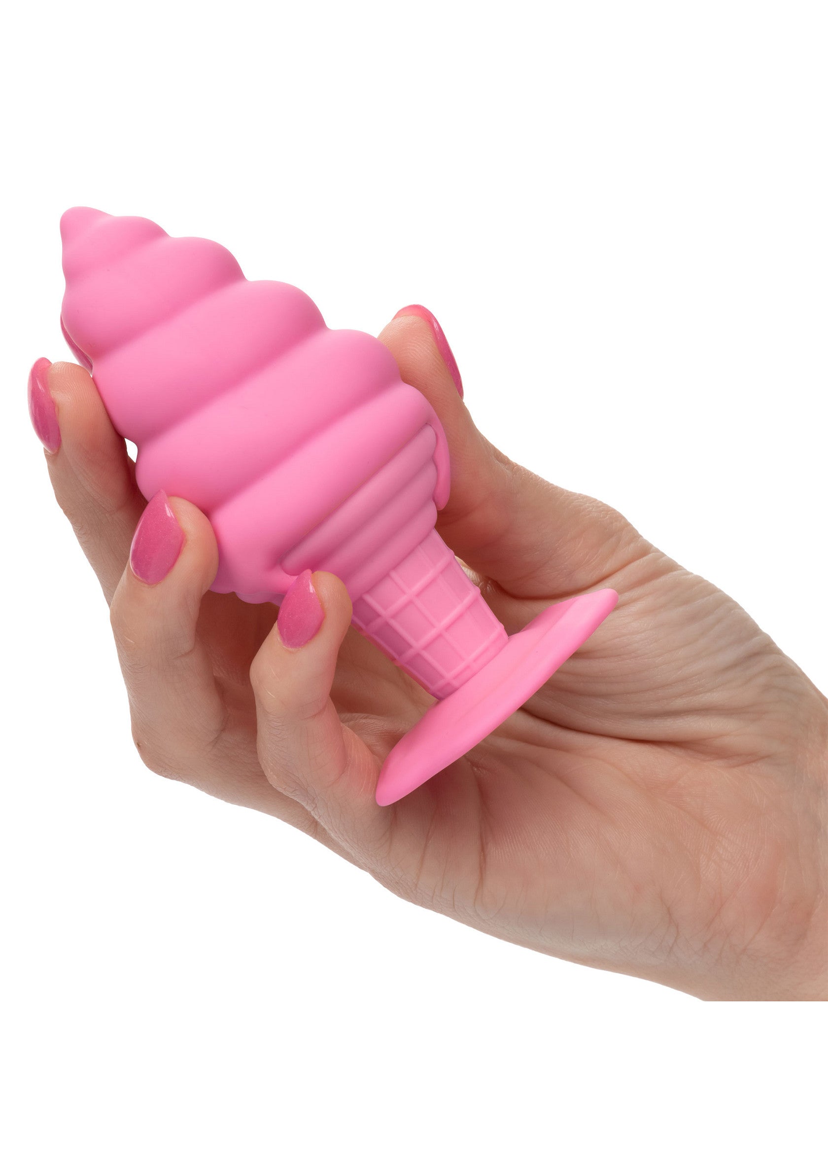 Анальна пробка у формі морозива з присоскою, рожева, 9,5 × 4,5 CalExotics Yum Bum Ice Cream Cone