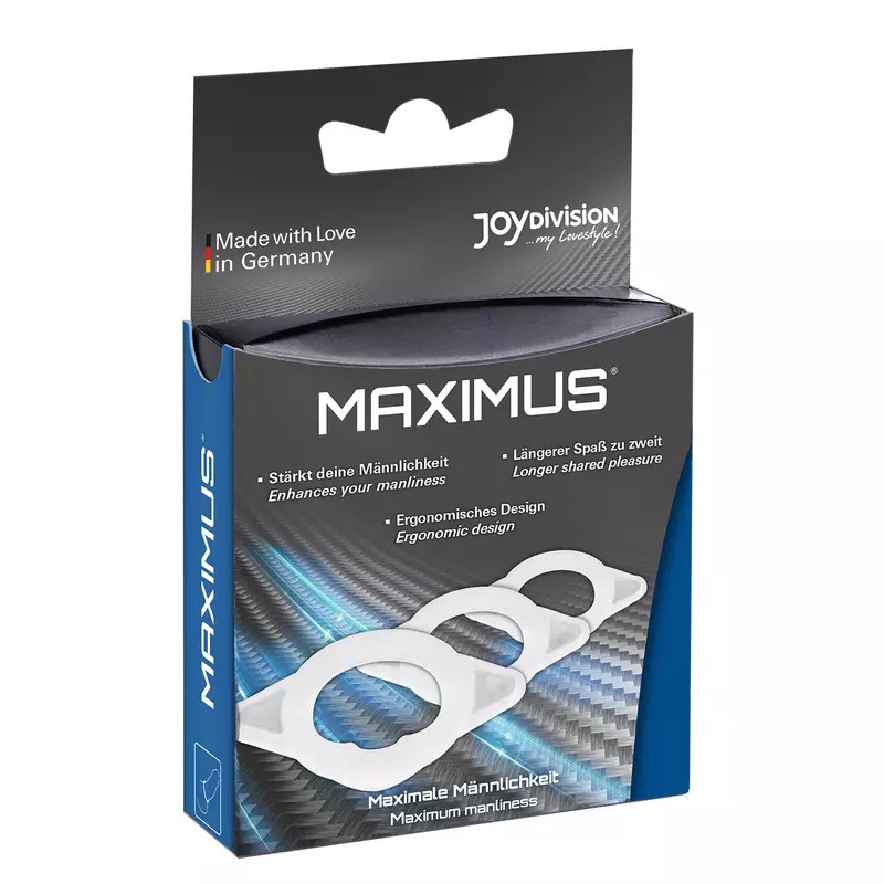 Набір ерекційних кілець Joydivision MAXIMUS XS/S/M з еластичного силікону, прозорі, 3 шт.