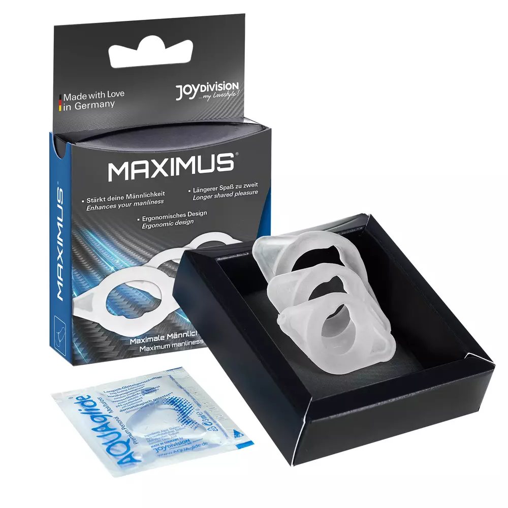 Набір ерекційних кілець Joydivision MAXIMUS XS/S/M з еластичного силікону, прозорі, 3 шт.